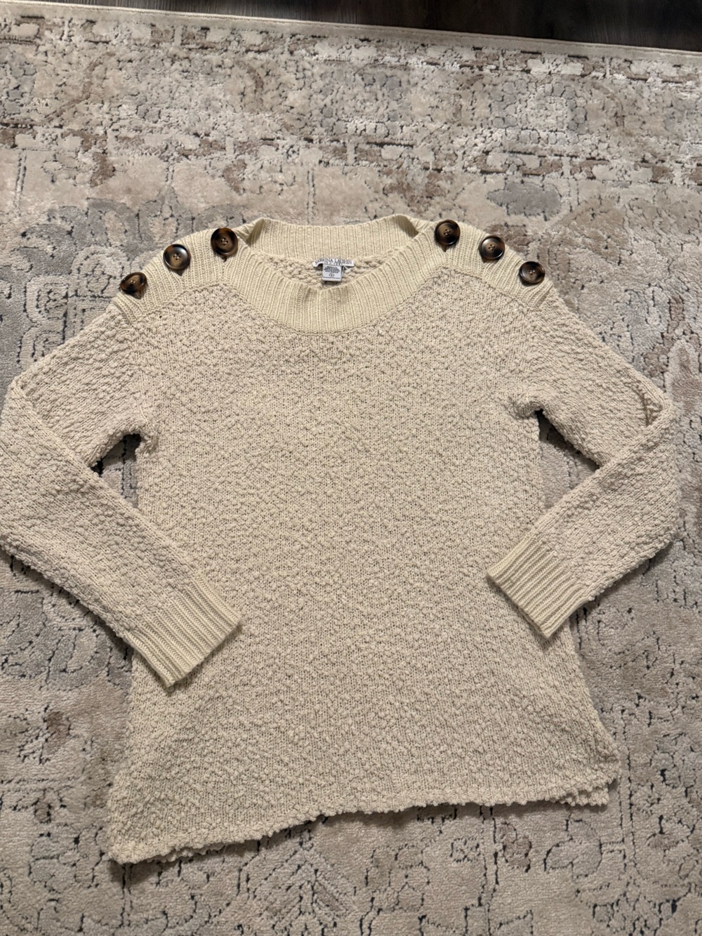 Sabrina Lauren New York Boucle Button Detail Pullover Sweater Size Small